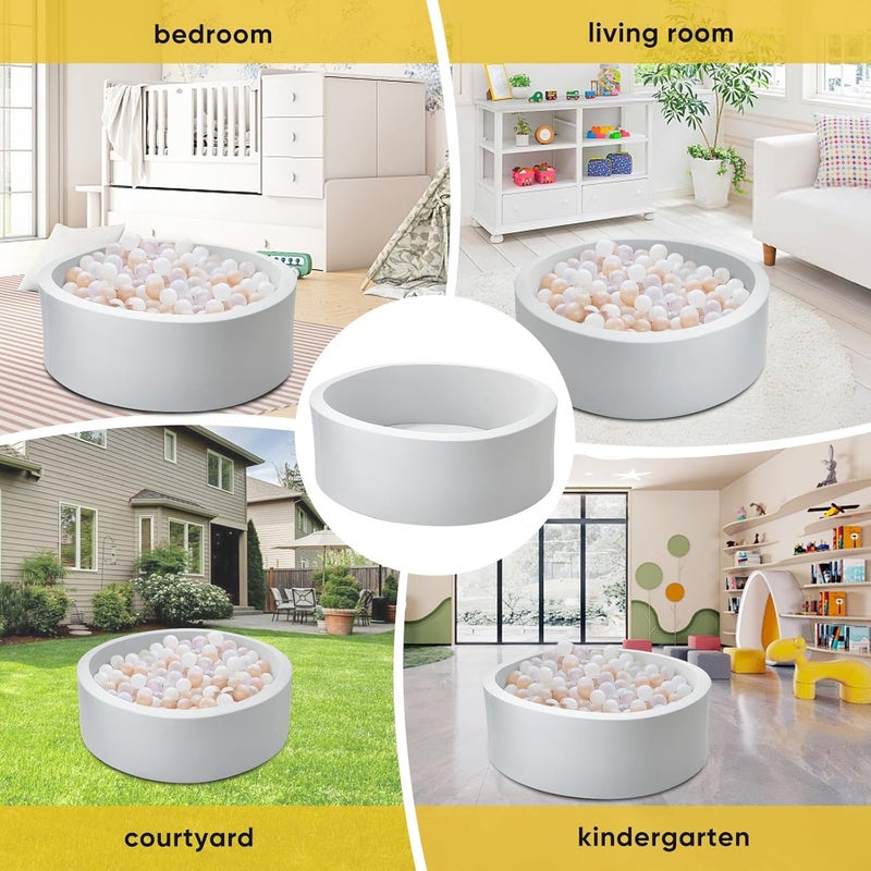 بيوينتي رغوة الكرة حفرة - 35.4 "x 35.4 "x 11.8" حفرات الكرة للأطفال الصغار ، ناعمة دائرية كيدي طفل Playpen الكرة حمام سباحة للأطفال ، هدية مثالية للأطفال في الهواء الطلق لعبة داخلية ، تتضمن الكرات - Image 4